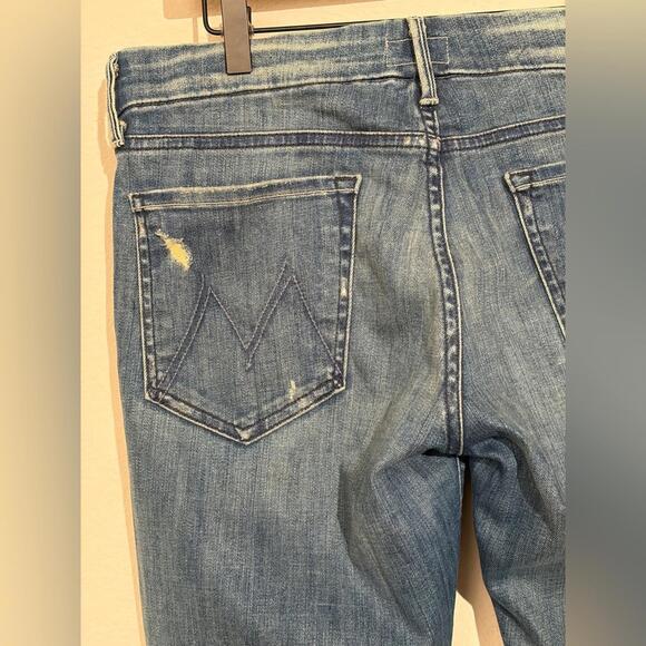 MOTHER Size 31 The Looker Graffiti Girl Skinny Jeans Distressed Mid Rise EUC - Picture 6 of 11